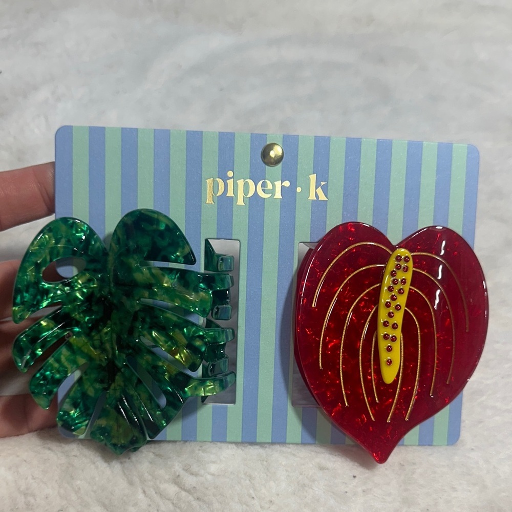 Piper K tropical hair claw clips set of 2